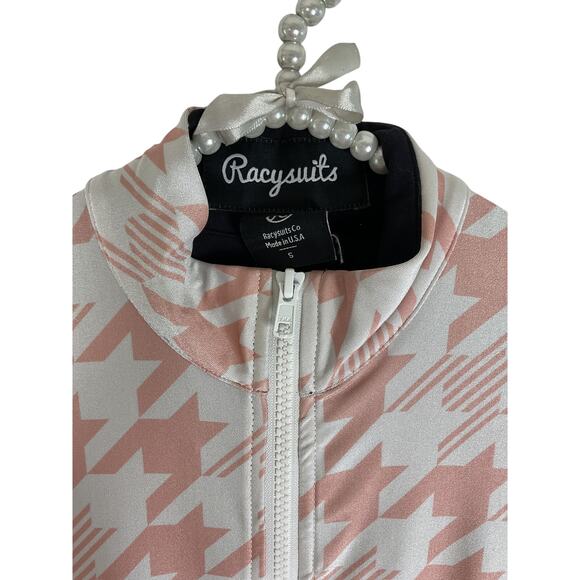 Racysuits Women's 1 Piece Ski Racing Suit in Pink/White Houndstooth Size S - Picture 7 of 9